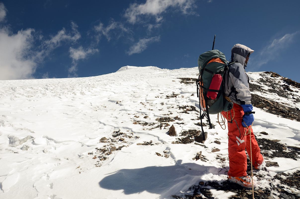 11 Climbing Sherpa Lal Singh Tamang Leading On The Fixed Ropes Near The Summit Of Dhampus Peak 